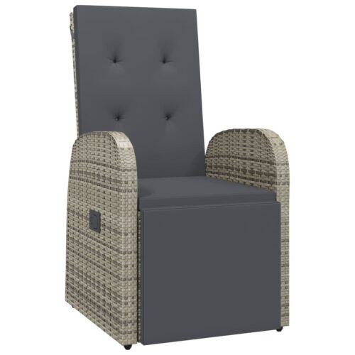 9-Piece Garden Dining Set with Cushions Grey Poly Rattan Wicker Outdoor Patio Furniture - Image 6