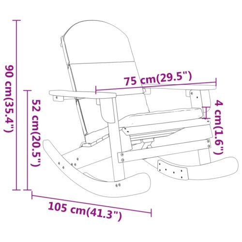 Adirondack Rocking Chair with Cushions Solid Wood Acacia - Image 7