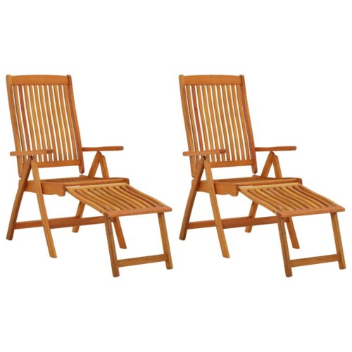 Folding Garden Chairs with Footrests 2pcs Solid Wood Eucalyptus - Image 2