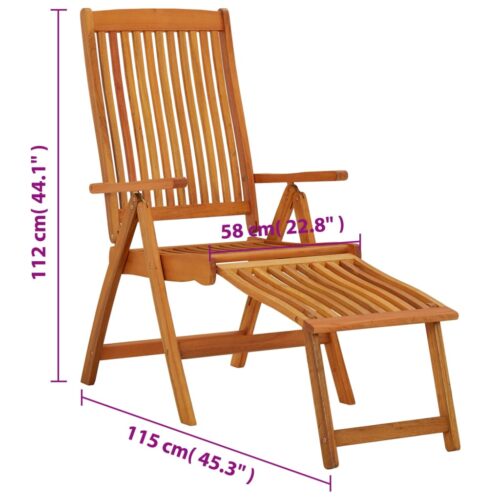 Folding Garden Chairs with Footrests 2pcs Solid Wood Eucalyptus - Image 10