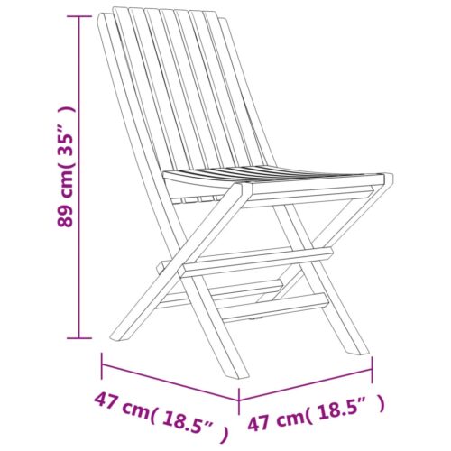 Folding Garden Chairs 2pcs 47x47x89cm Solid Wood Teak - Image 8