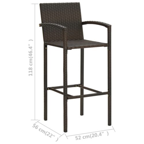 Bar Stools 4pcs Brown Poly Rattan - Image 8