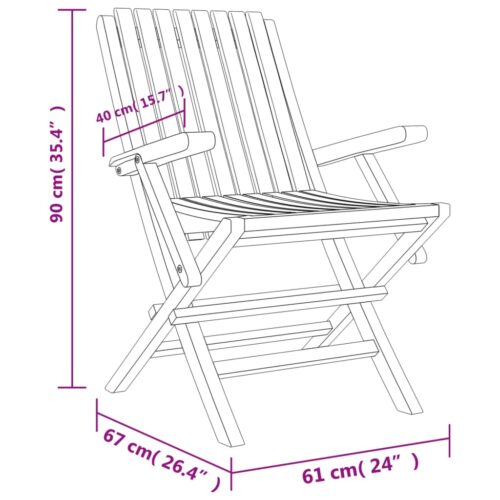 Folding Garden Chairs 4pcs 61x67x90cm Solid Wood Teak - Image 5