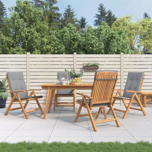 Reclining Garden Chairs with Cushions 4pcs Solid Wood Teak - Image 2