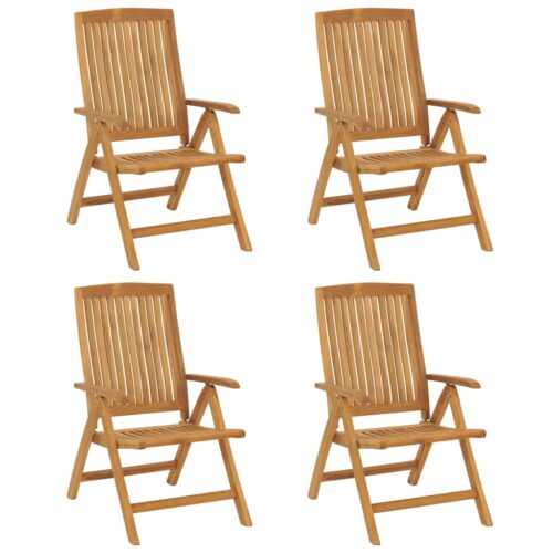 Reclining Garden Chairs with Cushions 4pcs Solid Wood Teak - Image 3