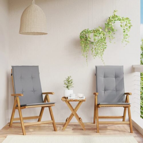 Reclining Garden Chairs with Cushions 2pcs Solid Wood Teak - Image 2