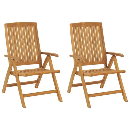 Reclining Garden Chairs with Cushions 2pcs Solid Wood Teak - Image 3