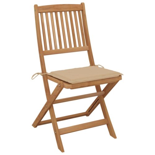 Folding Garden Chairs 4pcs with Cushions Solid Wood Acacia