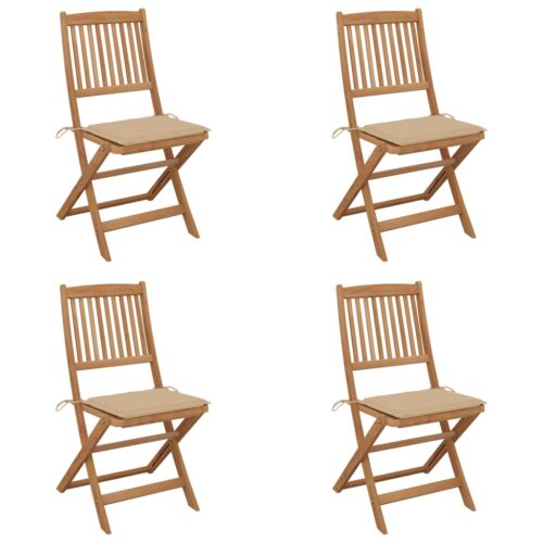 Folding Garden Chairs 4pcs with Cushions Solid Wood Acacia - Image 2