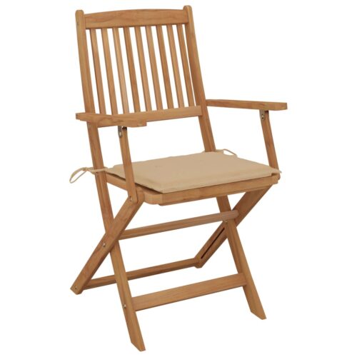 4x Outdoor Folding Chairs Cushions Set Garden Patio Dining Seater Solid Acacia