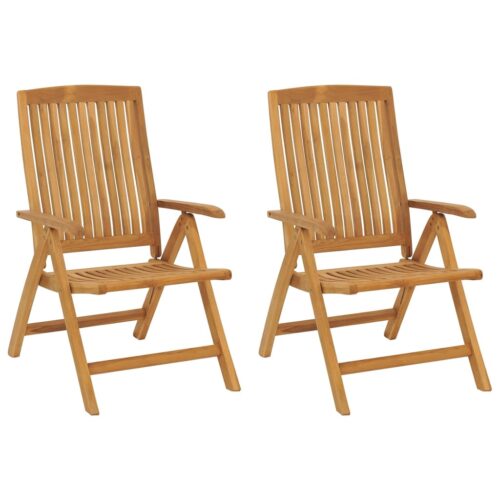 Reclining Garden Chairs with Cushions 2pcs Solid Wood Teak - Image 3
