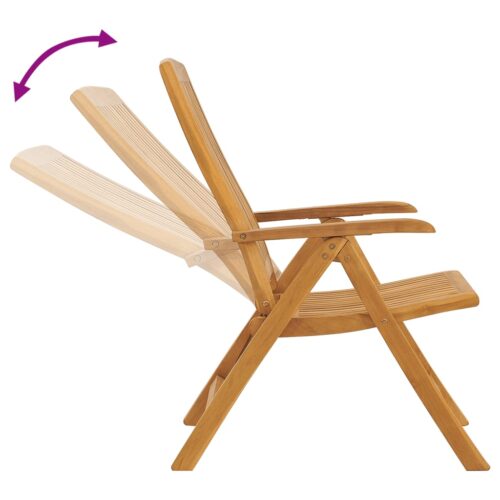 Reclining Garden Chairs with Cushions 2pcs Solid Wood Teak - Image 8
