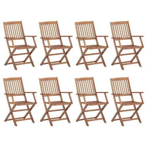 Folding Outdoor Chairs 8pcs Solid Wood Acacia - Image 2