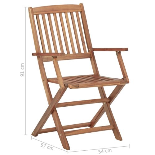 Folding Outdoor Chairs 8pcs Solid Wood Acacia - Image 7