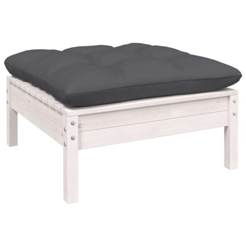 11-Piece Garden Lounge Set with Cushions White Pine Wood Outdoor Patio Furniture - Image 5
