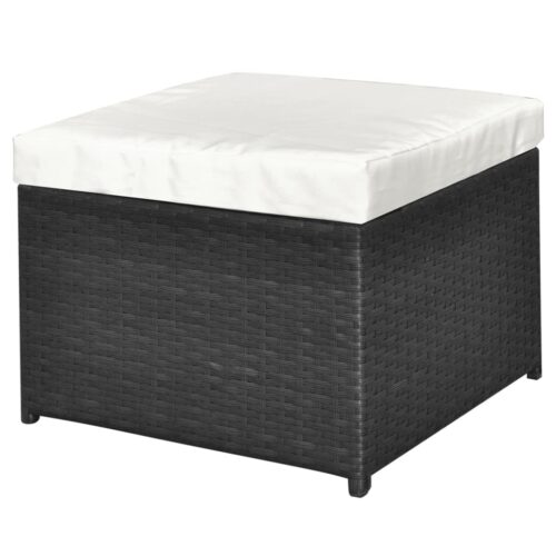 4-Piece Garden Lounge Set with Cushions Poly Rattan Wicker Outdoor Patio Furniture Black - Image 8