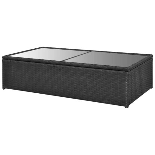 4-Piece Garden Lounge Set with Cushions Poly Rattan Wicker Outdoor Patio Furniture Black - Image 9