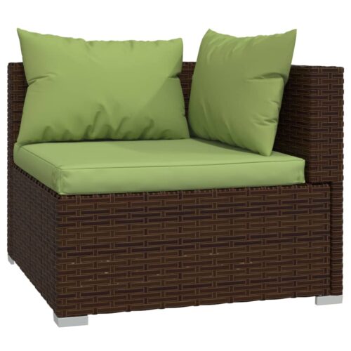 4-Piece Garden Lounge Set with Cushions Poly Rattan Wicker Outdoor Patio Furniture Brown - Image 3