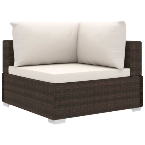 4-Piece Garden Lounge Set with Cushions Poly Rattan Wicker Outdoor Patio Furniture Brown - Image 4