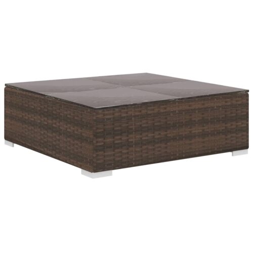 4-Piece Garden Lounge Set with Cushions Poly Rattan Wicker Outdoor Patio Furniture Brown - Image 7