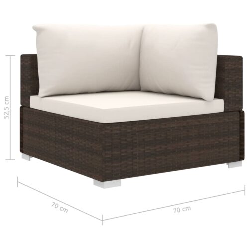 4-Piece Garden Lounge Set with Cushions Poly Rattan Wicker Outdoor Patio Furniture Brown - Image 8