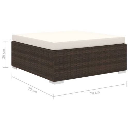 4-Piece Garden Lounge Set with Cushions Poly Rattan Wicker Outdoor Patio Furniture Brown - Image 10