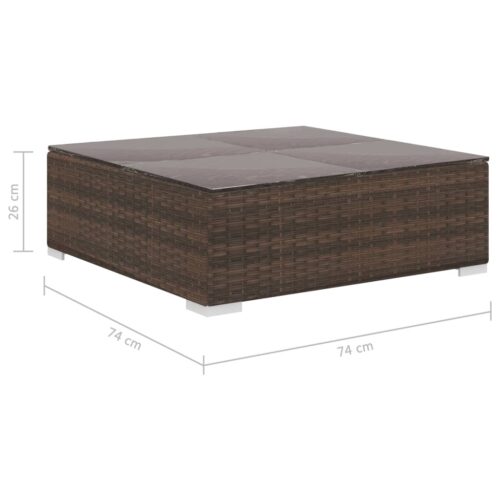 4-Piece Garden Lounge Set with Cushions Poly Rattan Wicker Outdoor Patio Furniture Brown - Image 11