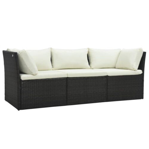 4-Piece Garden Lounge Set with Cushions Poly Rattan Brown - Image 4