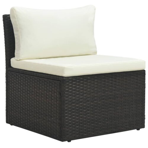 4-Piece Garden Lounge Set with Cushions Poly Rattan Brown - Image 6