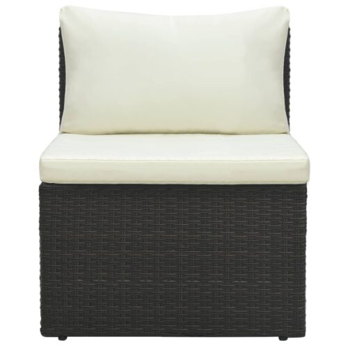 4-Piece Garden Lounge Set with Cushions Poly Rattan Brown - Image 7
