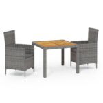 3pcs Outdoor Dining Set Garden Patio Balcony Bistro Chairs Table Rattan Setting