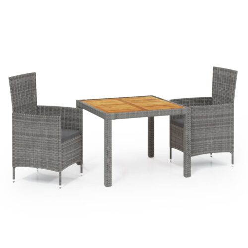 3pcs Outdoor Dining Set Garden Patio Balcony Bistro Chairs Table Rattan Setting