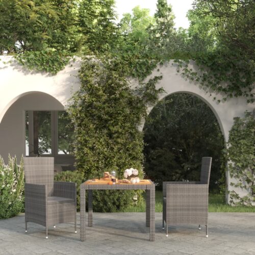 3pcs Outdoor Dining Set Garden Patio Balcony Bistro Chairs Table Rattan Setting - Image 2