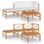 4-Piece Garden Lounge Set with Cream Cushions Acacia Wood Timber Outdoor Patio Furniture