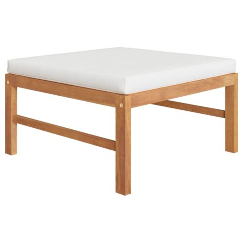 4-Piece Garden Lounge Set with Cream Cushions Acacia Wood Timber Outdoor Patio Furniture - Image 5