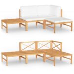 4-Piece Garden Lounge Set with Cream Cushions Acacia Wood Timber Outdoor Patio Furniture