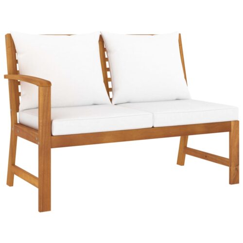 4-Piece Garden Lounge Set with Cushion Cream Acacia Wood Timber Outdoor Patio Furniture - Image 5