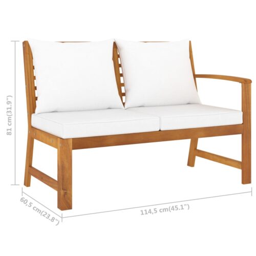 4-Piece Garden Lounge Set with Cushion Cream Acacia Wood Timber Outdoor Patio Furniture - Image 10
