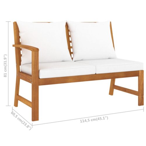 4-Piece Garden Lounge Set with Cushion Cream Acacia Wood Timber Outdoor Patio Furniture - Image 11