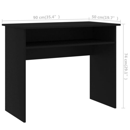 Desk Black 90x50x74cm Engineered Wood - Image 6