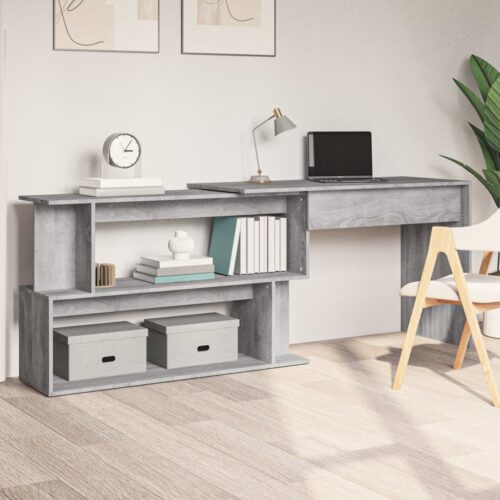 Corner Desk Convertible L-Shape Computer Work Study Craft Wooden Shelf Table - Image 2