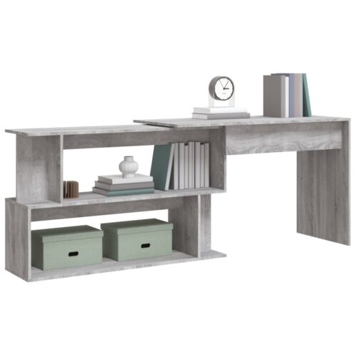 Corner Desk Convertible L-Shape Computer Work Study Craft Wooden Shelf Table - Image 4