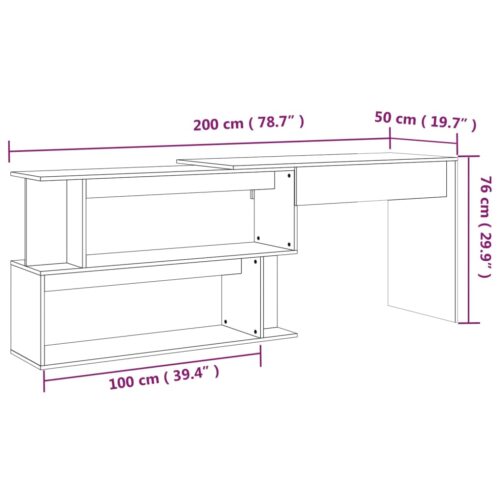 Corner Desk Convertible L-Shape Computer Work Study Craft Wooden Shelf Table - Image 9