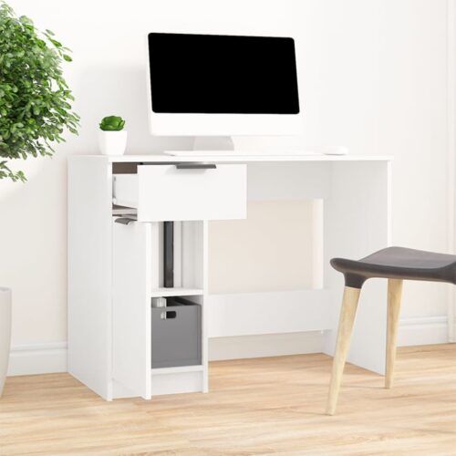 Desk White 100x50x75cm Engineered Wood - Image 2