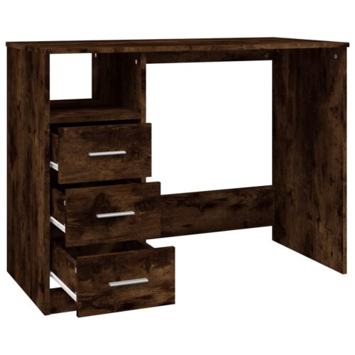 Office Desk Work Computer Laptop Storage Drawers Cabinet Table Smoked Oak - Image 7