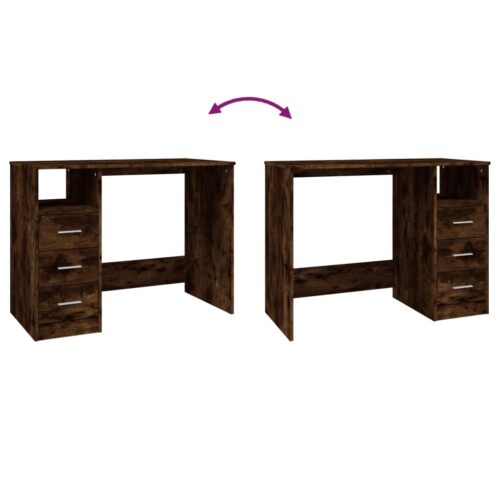 Office Desk Work Computer Laptop Storage Drawers Cabinet Table Smoked Oak - Image 9