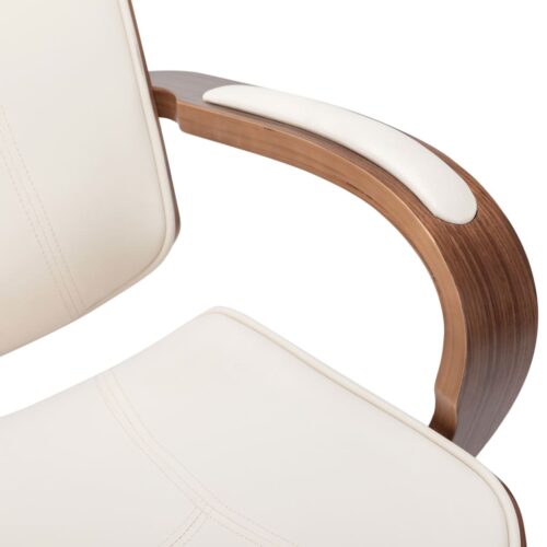Swivel Office Chair with Headrest Cream Faux Leather Bentwood - Image 7