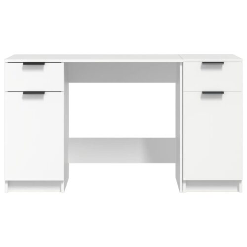 Desk with Side Cabinet White Engineered Wood - Image 6