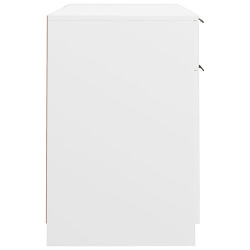 Desk with Side Cabinet White Engineered Wood - Image 8