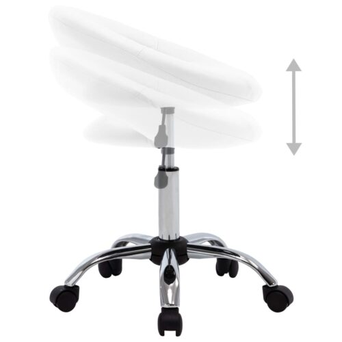 Rolling Work Chair White Faux Leather - Image 4